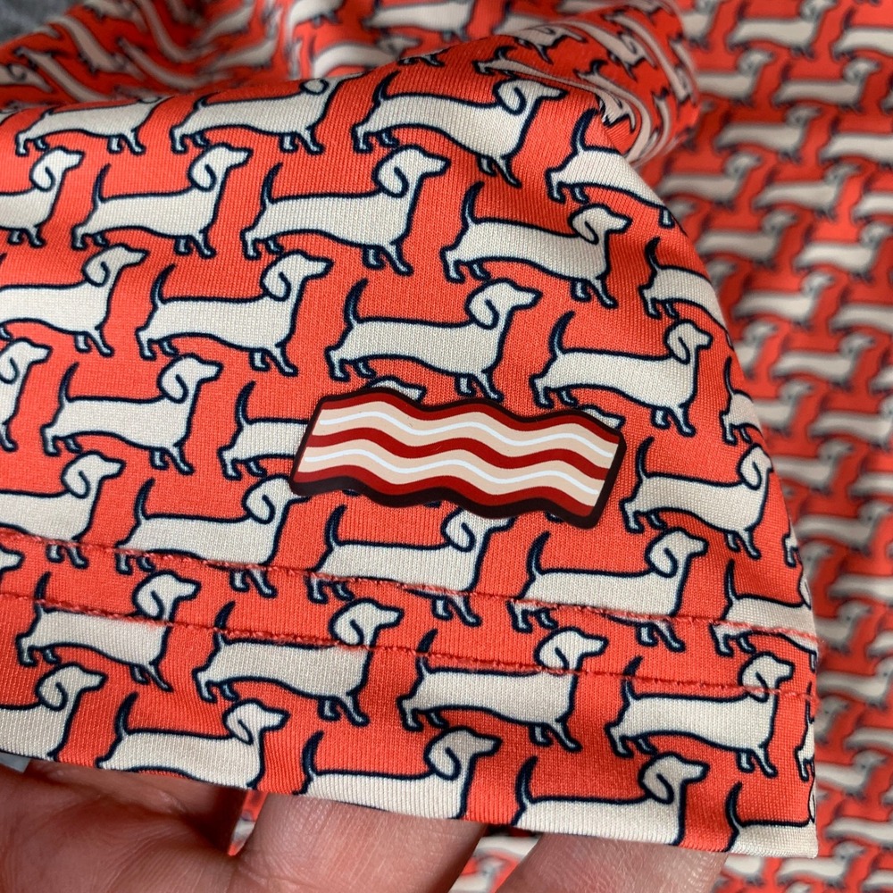 Breakfast Balls Polo Men Medium Dachshund AOP Performance Geometric Golf RSVLTS - Picture 8 of 9